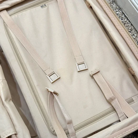 BEIS Hard Shell Suitcase carry on roller in beige/black $268+tax = $290 - Picture 4 of 17